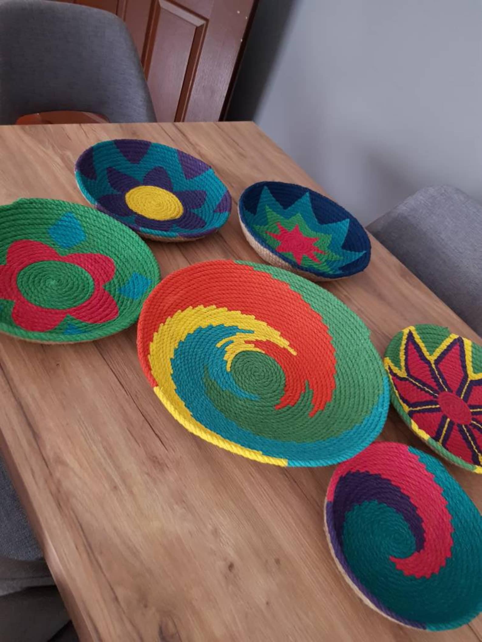 Set of 8 Baskets Wall Decor Boho Wall Decor Wicker Wall Etsy