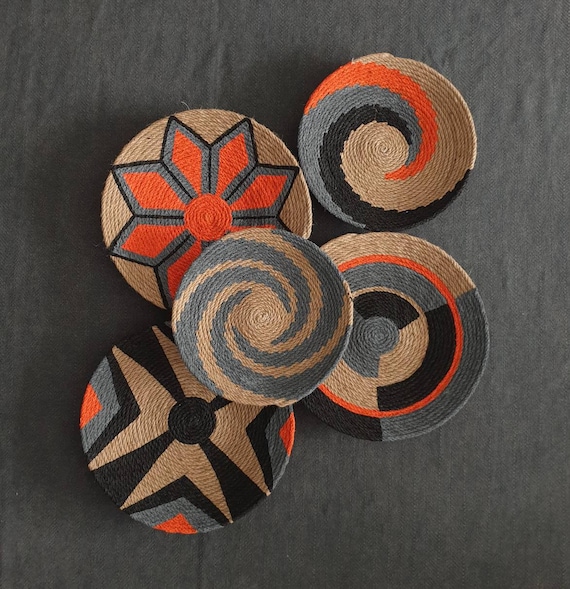Orange Wall Plate wicker Round Bowl boho Wall Decor woven Baskets african Plates outdoor Decor farmhouse Decor boho Wall Decor rwandabasket Etsy Canada