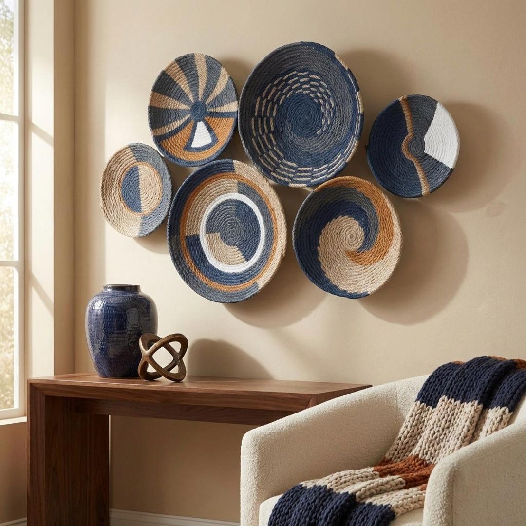 Boho Woven Wall Basket Set: African Inspired Wicker Wall Decor - Etsy