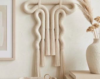 Minimalist Macrame , Neutral Boho Wall Decor, Sculptural Textile , Large Custom Rope Hanging,