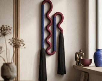 Oversized Fiber Art Wall Hanging, Modern Tassel, Japandi Room Decor, Boho Luxury Sculptural Tapestry