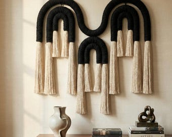 Handcrafted Wool Fiber Sculpture | Custom Contemporary Wall Art | Organic Flowing Textile Installation