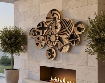 African Straw Wall Plate Set: Boho Balcony Decor (10 Piece)