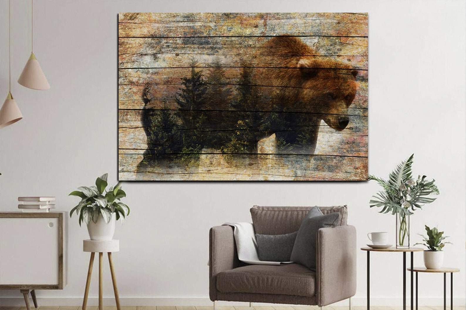 Bear Wood Decor Bear Wooden wall art Rustic Home Decor Wild Etsy