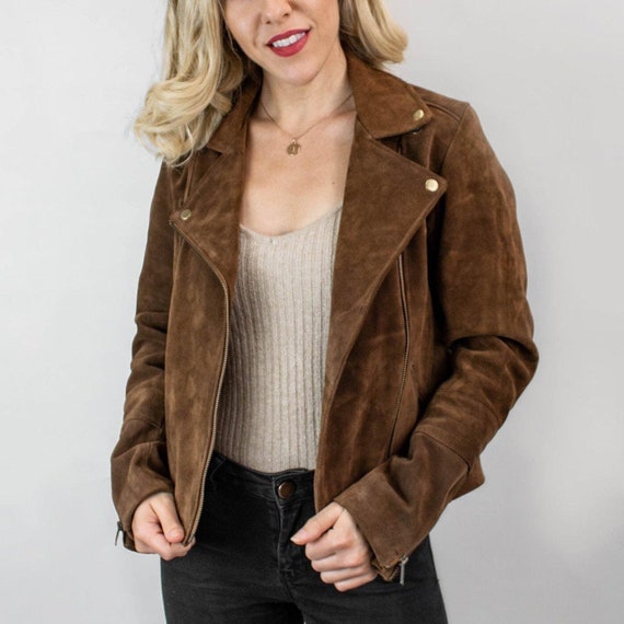 Oversized Biker Suede Brown Leather 