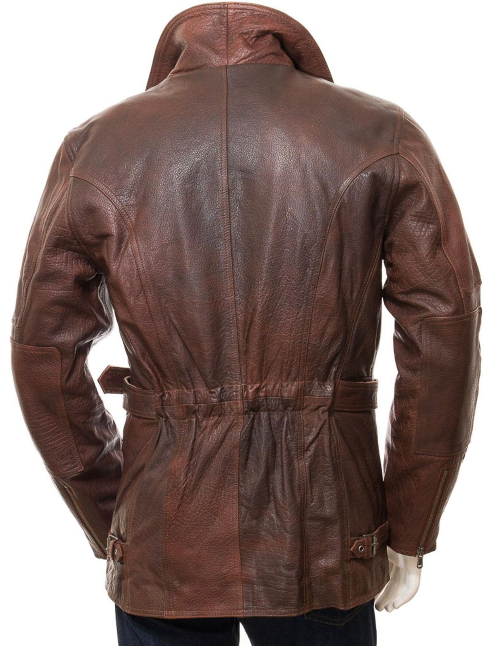 Oil Wax Brown Genuine Cowhide Leather Coat / Mens Long Etsy