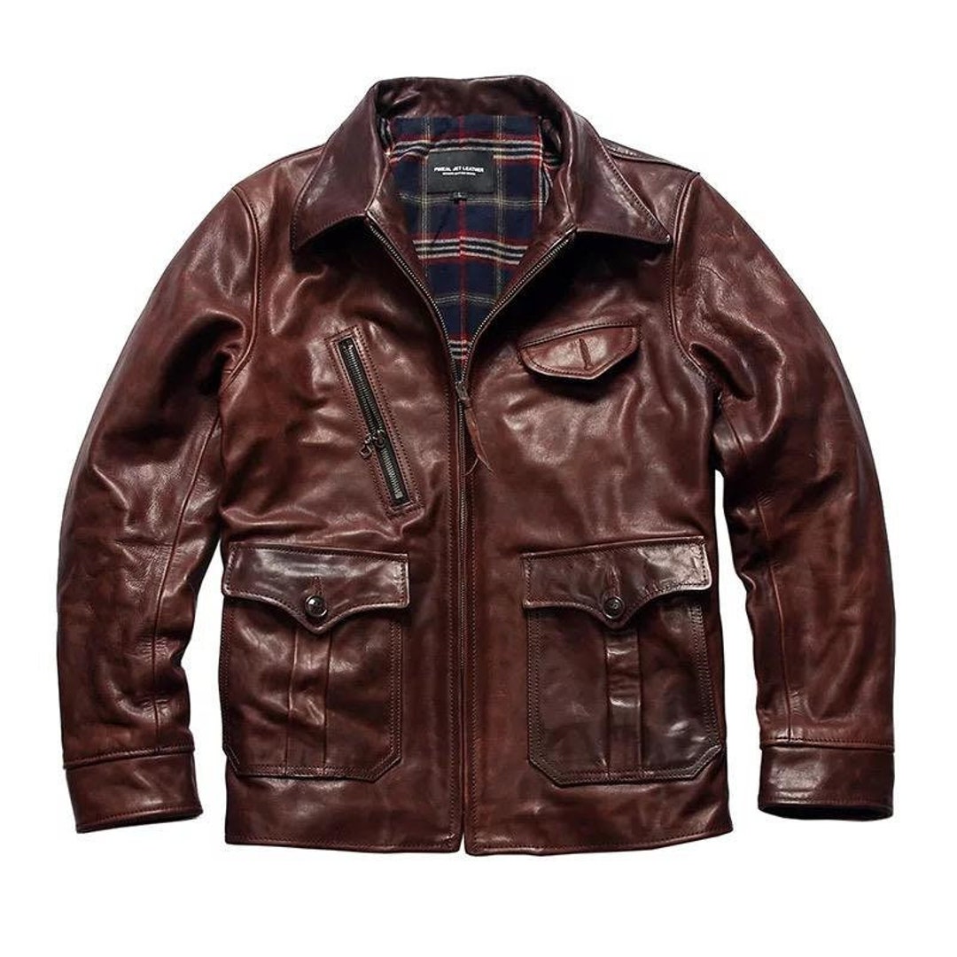 Vintage Wax Brown Military Coat Genuine Cowhide Leather Flap - Etsy UK