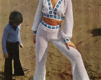 Vintage Crochet Flares Set Pattern: 1960s Retro Style (PDF Download)