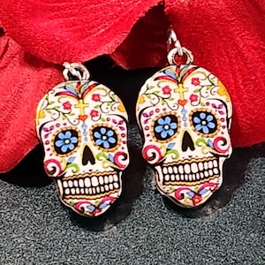 Day of the Dead Earrings - Sugar Skull Boho Dangle Jewelry