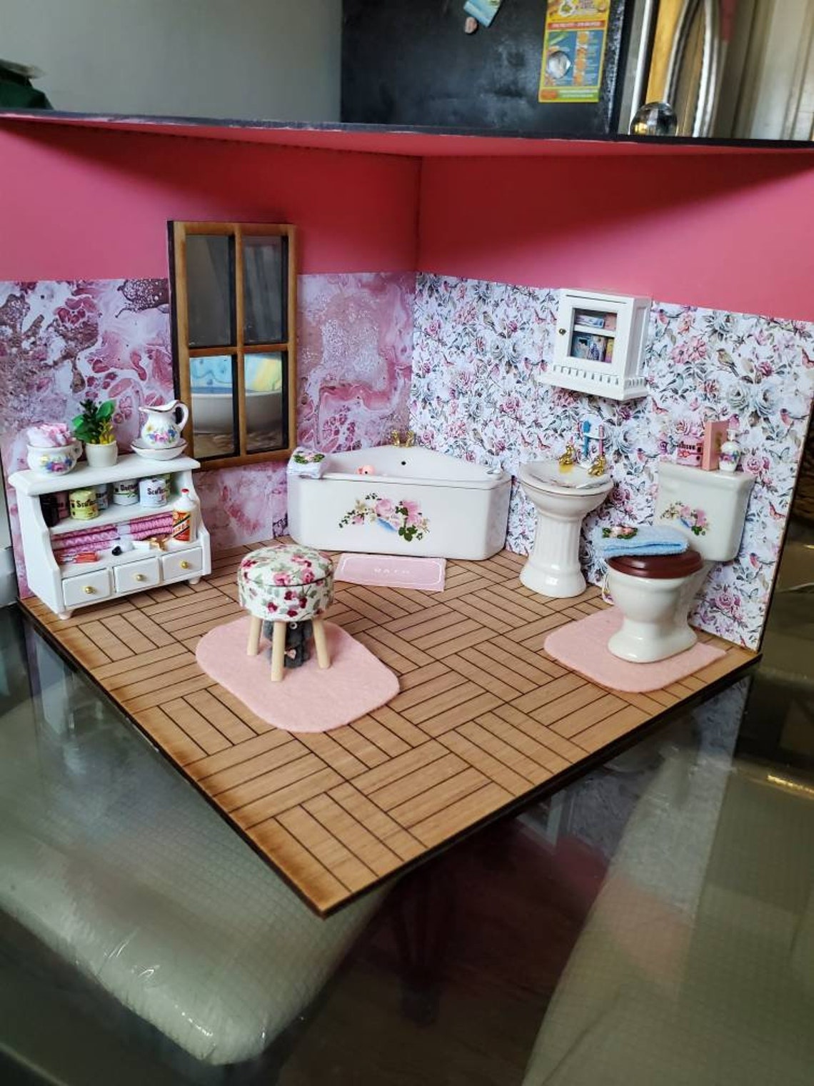 Dollhouse Miniature Bathroom Porcelain Room Box Diorama Etsy