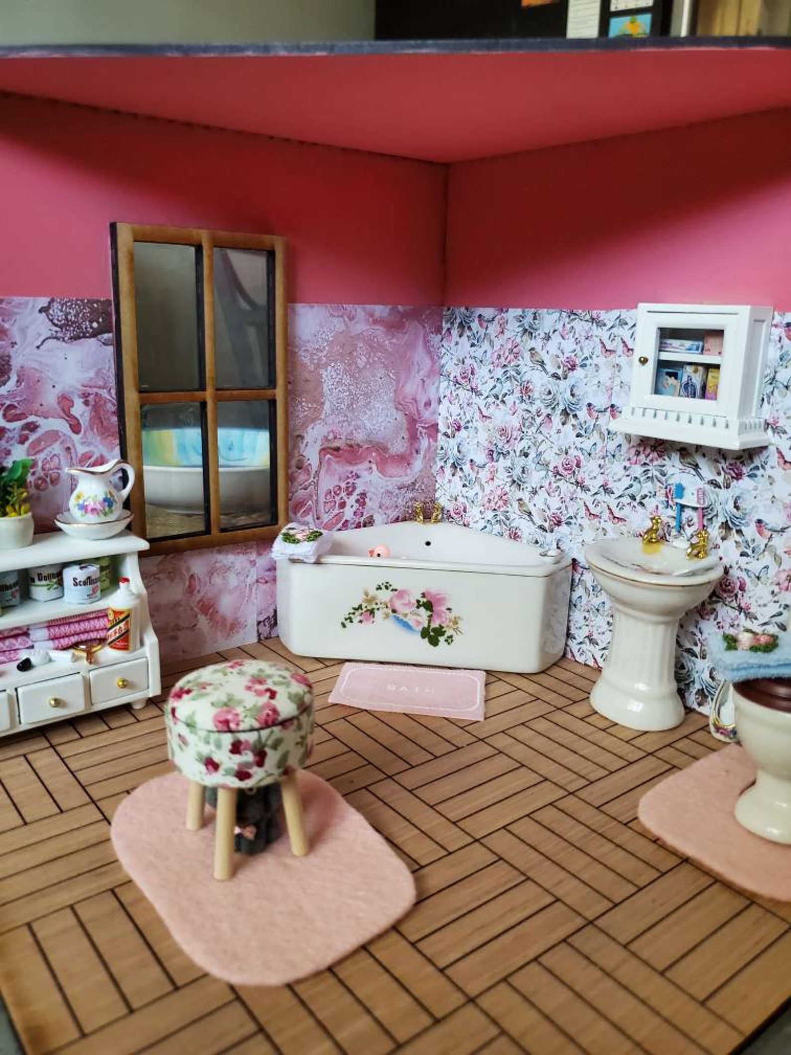 Dollhouse Miniature Bathroom Porcelain Room Box Diorama Etsy