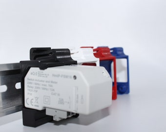 DIN rail holder for Homematic 16A switching measuring actuator HmIP-FSM