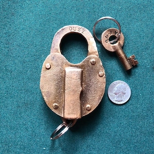 Ogden Union Stockyards Railroad OUSY Cast Brass Padlock + 1 Operable Brass Barrel Key
