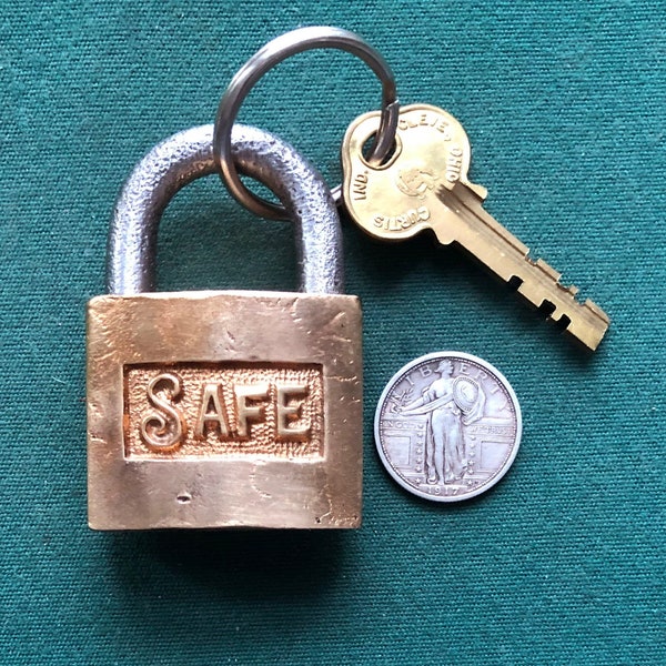 Vintage Cast Brass SAFE PADLOCK CO. Padlock + 1 Operable Key – Early/Mid 1900s