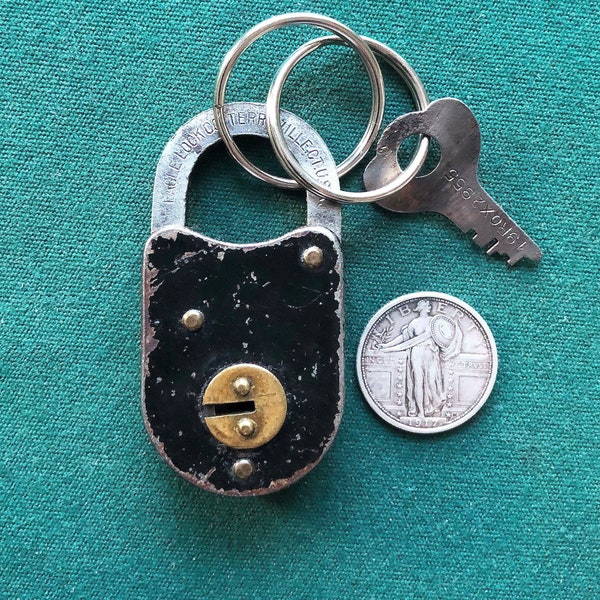 Antique Pressed Metal Lever POORMAN'S Padlock + 1 Original Key – Early 1900s – Eagle Lock Company