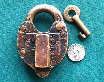 Antique Baltimore and Ohio Railroad L. STA. Cast Brass Padlock 1