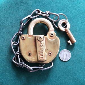 Union Pacific ( UPRR ) Railroad No 1 Brass Adlake Switch Padlock + 1 Operable Fraim-Slaymaker UPMPC Brass Barrel Key