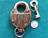 Baltimore and Ohio Railroad LOCAL STATION Cast Brass Vintage Russell Irwin Padlock 1 Operable BO Barrel Key Pre 1902