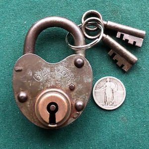 Antique German Warded 6-Lever Burg-Wachter Padlock + 2 Original Steel Barrel Keys – Early 1900s