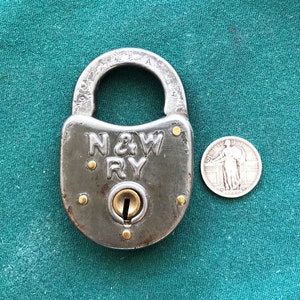 Vintage Norfolk and Western Railway N&W Pressed Steel Warded Multi-Lever Padlock – Fraim-Slaymaker – 1920s