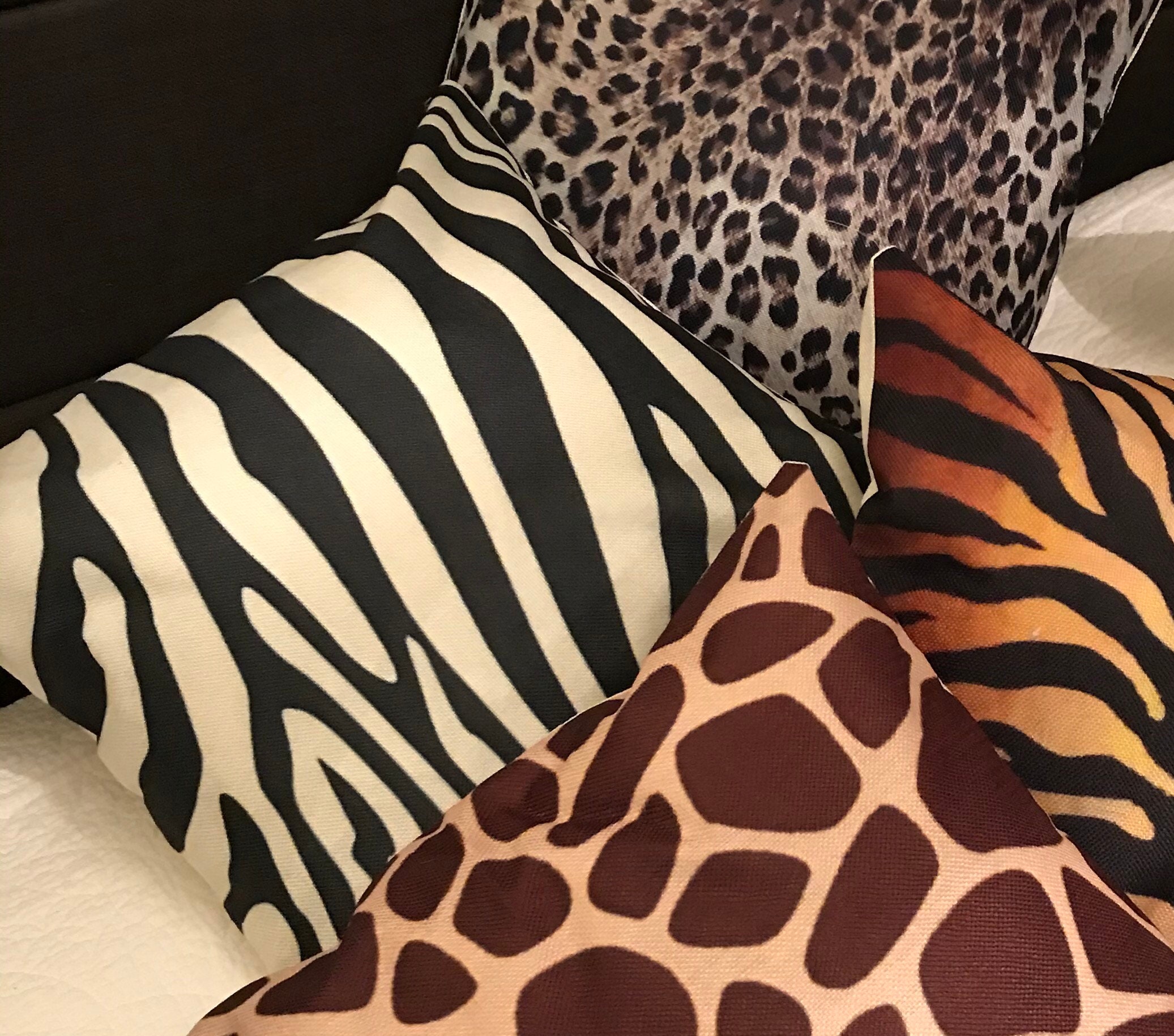 Zebra Print Cushion Cover Black/beige 18 X18 Textured Etsy UK
