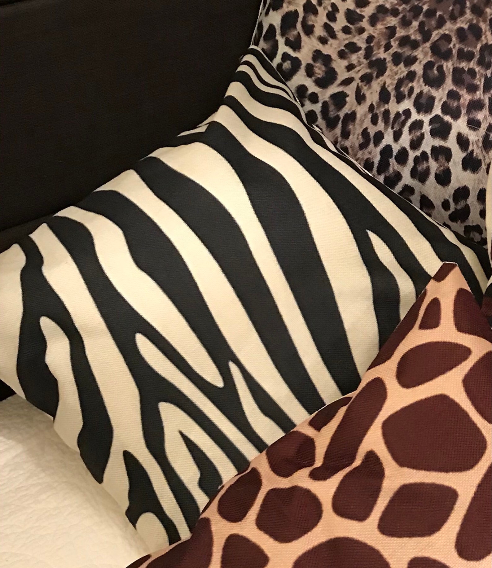 Zebra Cushion Cover 18 x18 Textured Lined Etsy