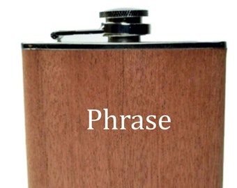 Personalised Hip Flask, Wood, Laser Engraved, Gift, Wedding, Birthday, Funeral