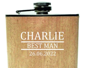 Groomsmen, Hip Flask, Personalised, Laser Engraved, 6oz flask, Wedding, Best man Gifts