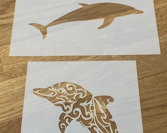 Dolphin, Mylar Stencil, Airbrushing, Wall Art, Laser Cut, Craft