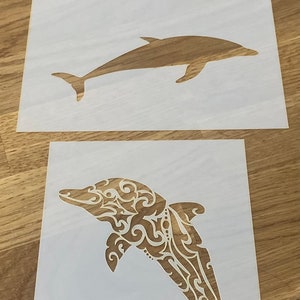 Dolphin, Mylar Stencil, Airbrushing, Wall Art, Laser Cut, Craft