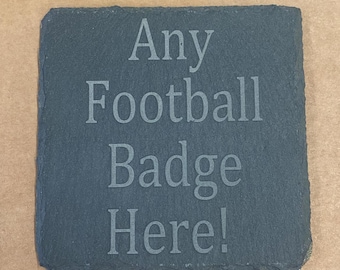 Posavasos de pizarra, insignia del equipo de fútbol, grabado con láser, Navidad, cumpleaños, regalo