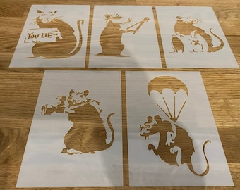 Banksy, Mylar, Plantilla, Arte de pared, Cepillado de aire, Corte con láser