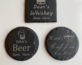 Montaña rusa de pizarra, personaliza tu bebida aquí, té café ginebra cerveza vino whisky regalo grabado con láser, Navidad, boda, cumpleaños, aniversario