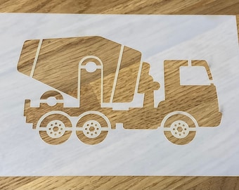 Cement Truck, Mylar Stencil, Airbrushing, Wall Art, Laser Cut