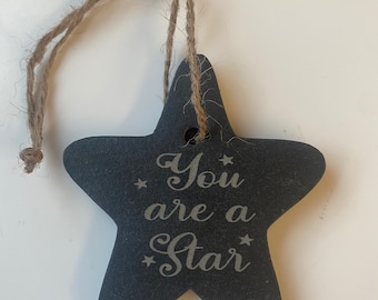 Eres una estrella, Grabado con láser, Gracias, Regalo, Etiqueta de botella de vino