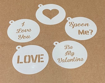 Valentine’s Day Coffee Duster, Mylar Stencil, Barista, Coffee Shop, Love, Heart, I Love You