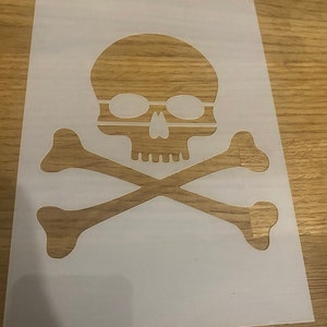Skull and Crossbones, Mylar Stencil, Airbrushing, Wall Art, Laser Cut, Personalised