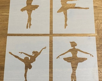 Ballerina, Mylar Stencil, Aerografia, Wall Art, Taglio laser, Danza, Pittura, Artigianato