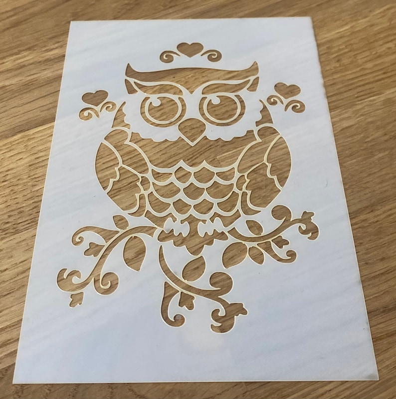 Owl Bird Heart Design Mylar Airbrush Painting Wall Art Crafts Stencil