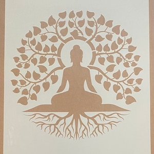Buddha Tree of Life, Mylar Stencil, Airbrushing, Wall Art, Painting, Craft
