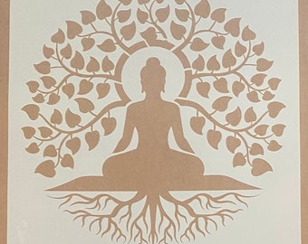 Buddha Tree of Life, Mylar Stencil, Airbrushing, Wall Art, Painting, Craft