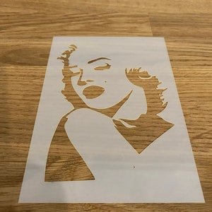 Marilyn Monroe, Mylar, stencil, kunst aan de muur, airbrush, lasergesneden