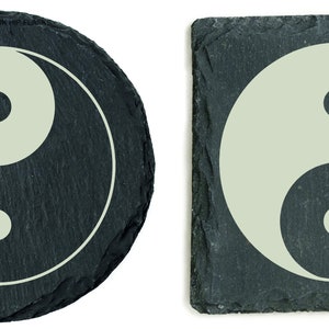 Slate Coaster, Yin Yang, Laser Engraved, Personalised, Birthday, Christmas, Gift,Wedding