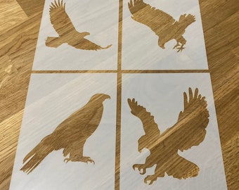 Águilas, Mylar Stencil, Aerografía, Corte por láser, Arte de pared, EE. UU., Pintura, Águila americana