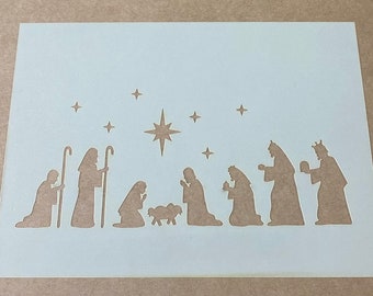 Mylar Stencil, Nativity Scene, Christmas, Laser Cut, Wall Art, Airbrushing, Painting, Craft
