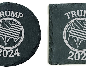 Slate Coaster, Trump, Laser Engraved, Personalised, 2024, Birthday, Christmas, Gift