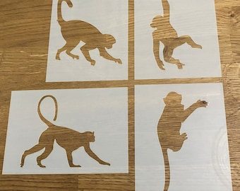 Monkeys, Mylar Stencil, Airbrushing, Monkey, Laser Cut, Wall Art, Painting, Craft