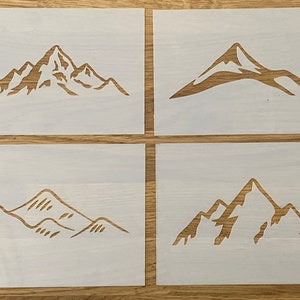Montagna, Mylar Stencil, Aerografia, Wall Art, Taglio laser, Pittura, Artigianato, Colline, Montagne