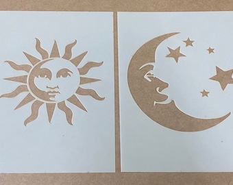 Mylar Stencil, Sun and Moon, Airbrushing, Wall Art, Laser Cut, Painting, Craft