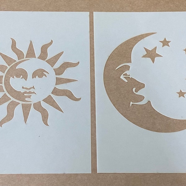 Mylar Stencil, Sun and Moon, Airbrushing, Wall Art, Laser Cut, Painting, Craft